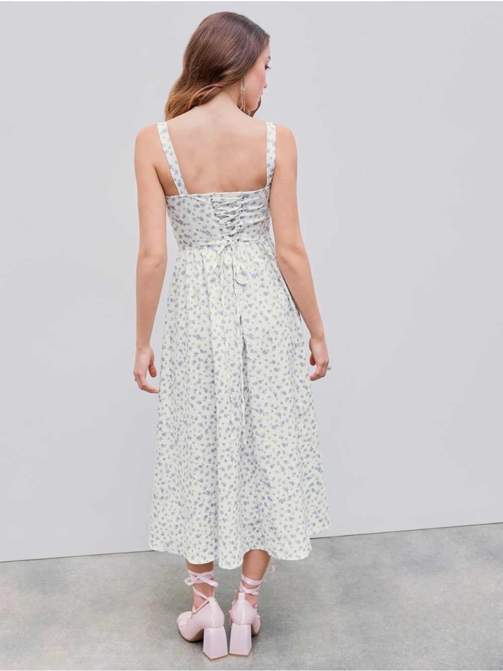 CIDER NWT SQUARE NECK FLORAL CORSET MIDI DRESS MEDIUM - Picture 2 of 10